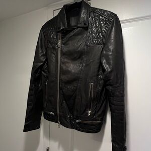 All Saints Black Leather Biker Jacket